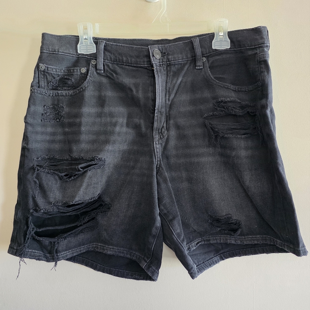 American Eagle High-Waisted Denim Tomgirl Midi Short